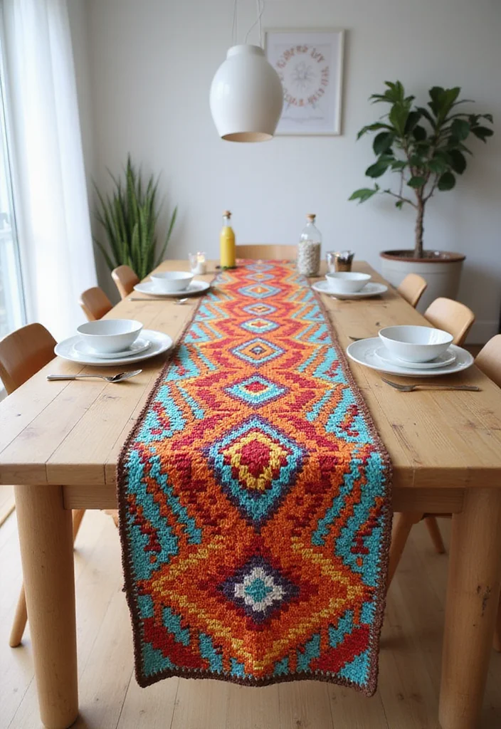 Crochet Table Runner Pattern: Step-by-Step Guide to Stylish Table Decor with 22 Inspiring Examples - 3. Modern Geometric Table Runner