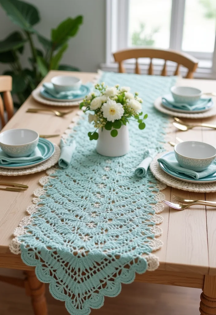 Crochet Table Runner Pattern: Step-by-Step Guide to Stylish Table Decor with 22 Inspiring Examples - 5. Beachy Vibes Table Runner