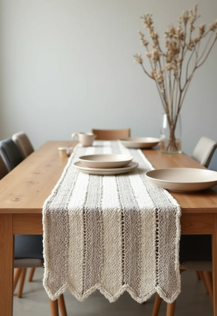 Crochet Table Runner Pattern: Step-by-Step Guide to Stylish Table Decor with 22 Inspiring Examples - 8. Minimalist Stripe Runner