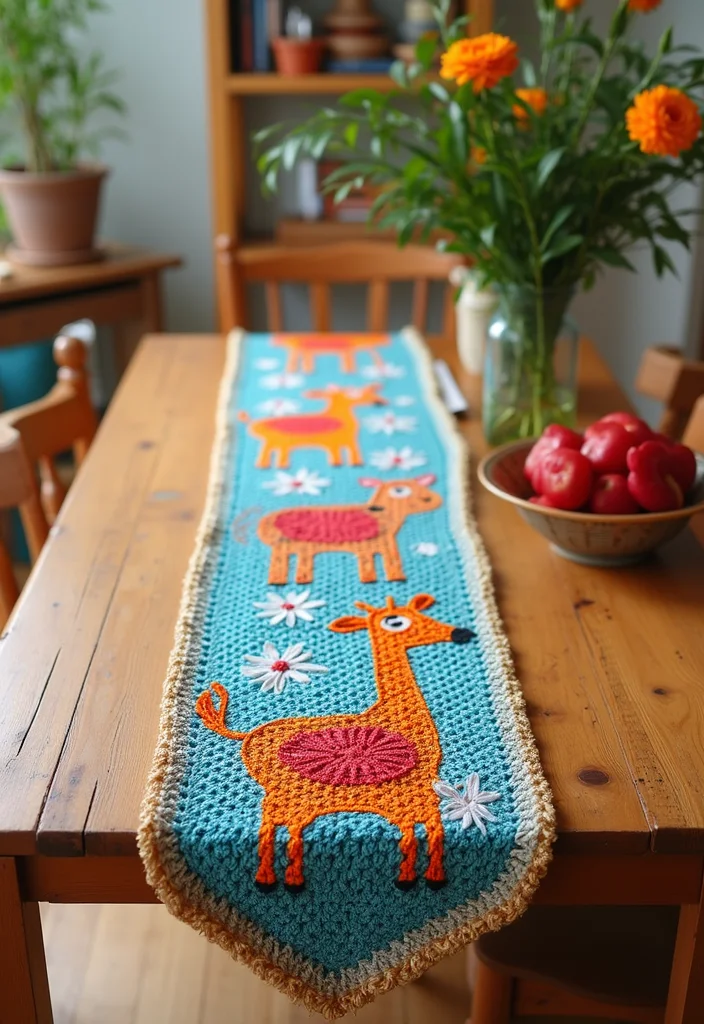 Crochet Table Runner Pattern: Step-by-Step Guide to Stylish Table Decor with 22 Inspiring Examples - 9. Whimsical Animal Motif Runner