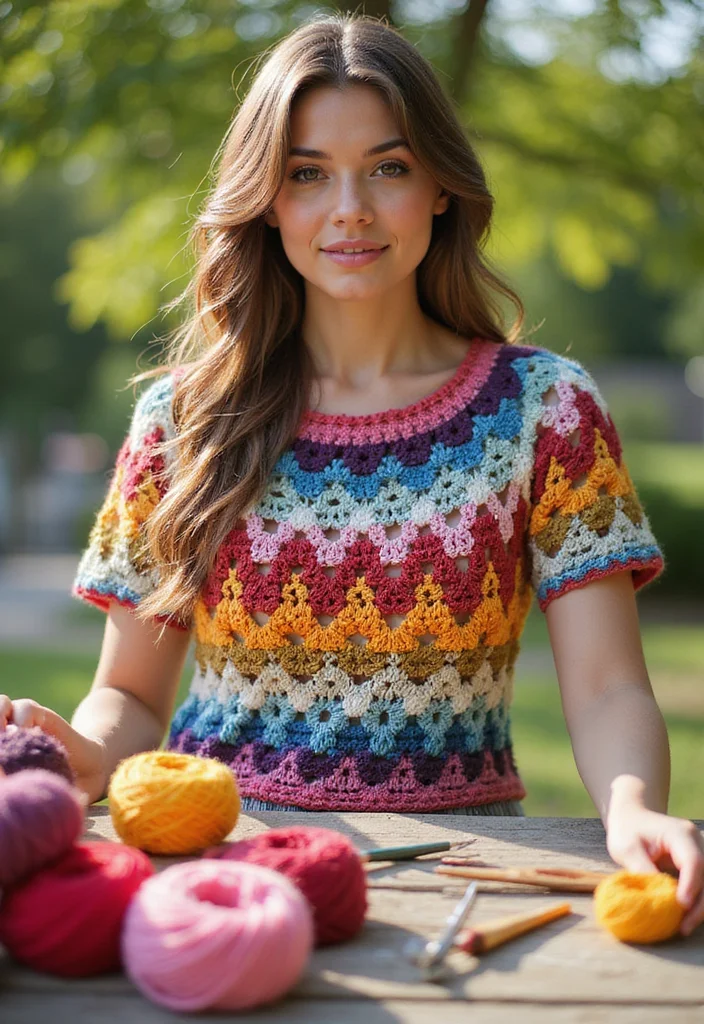 Crochet Top Pattern Free: Stylish Guide to Handmade Tops with 22 Unique Designs - 7. Vibrant Granny Square Top