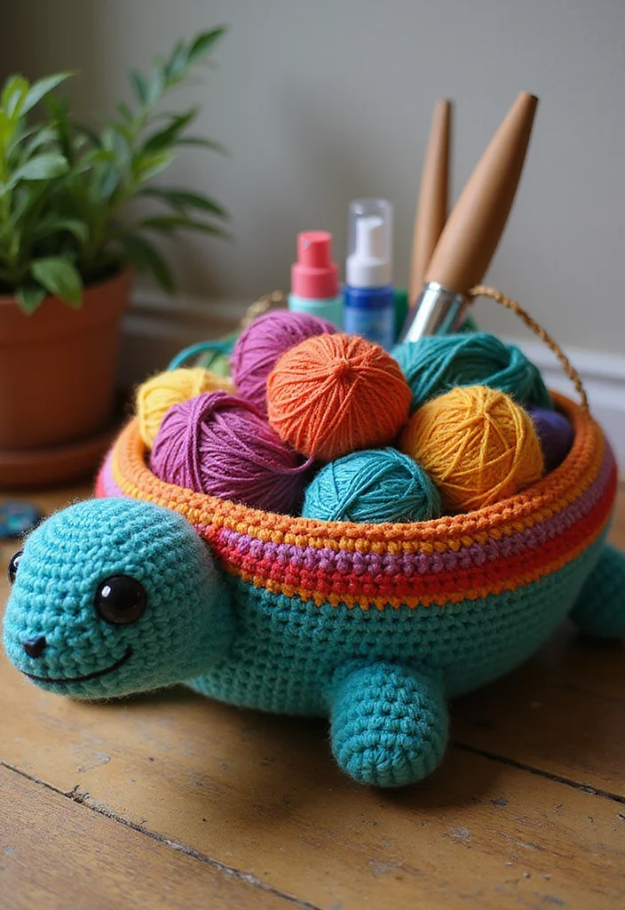 Crochet Turtle Pattern Free: Step-by-Step Guide to Charming Turtle Designs with 22 Inspirations - 10. Turtle Basket