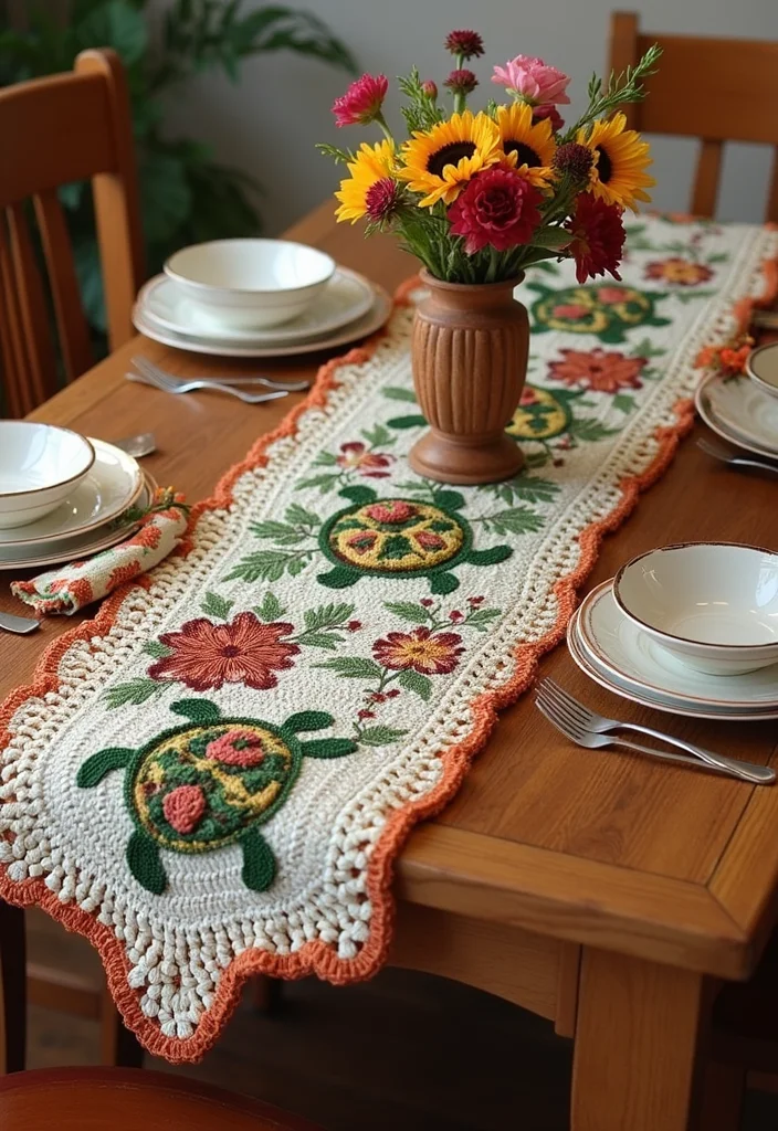 Crochet Turtle Pattern Free: Step-by-Step Guide to Charming Turtle Designs with 22 Inspirations - 12. Turtle-Themed Table Runner