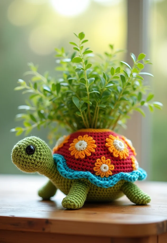 Crochet Turtle Pattern Free: Step-by-Step Guide to Charming Turtle Designs with 22 Inspirations - 4. Crochet Turtle Plant Pot Cover