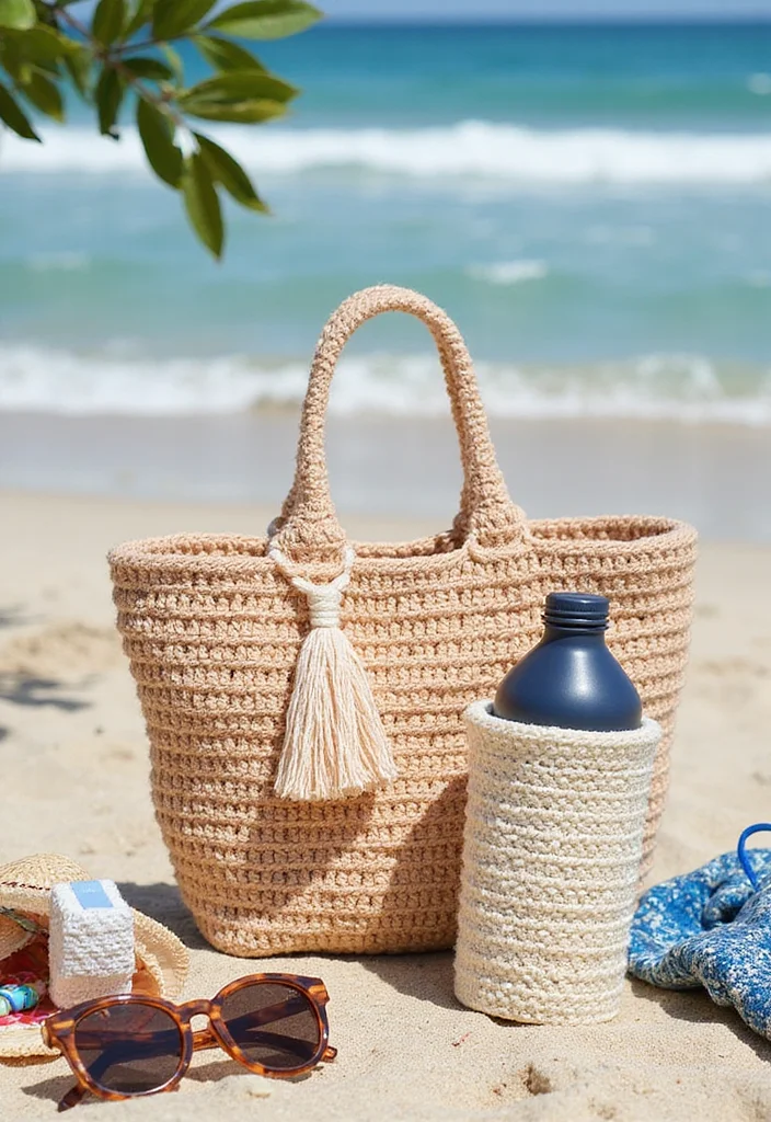 Crochet Water Bottle Holder: Handy and Stylish Holders with 22 Creative Ideas - 12. Matching Sets