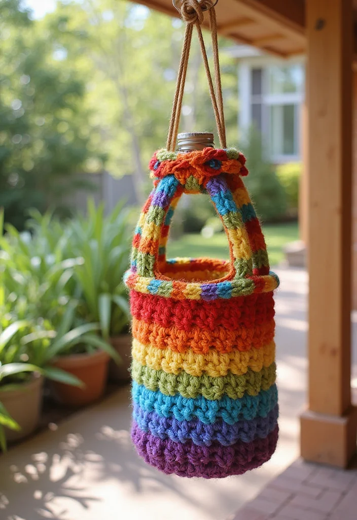 Crochet Water Bottle Holder: Handy and Stylish Holders with 22 Creative Ideas - 4. Color Block Fun