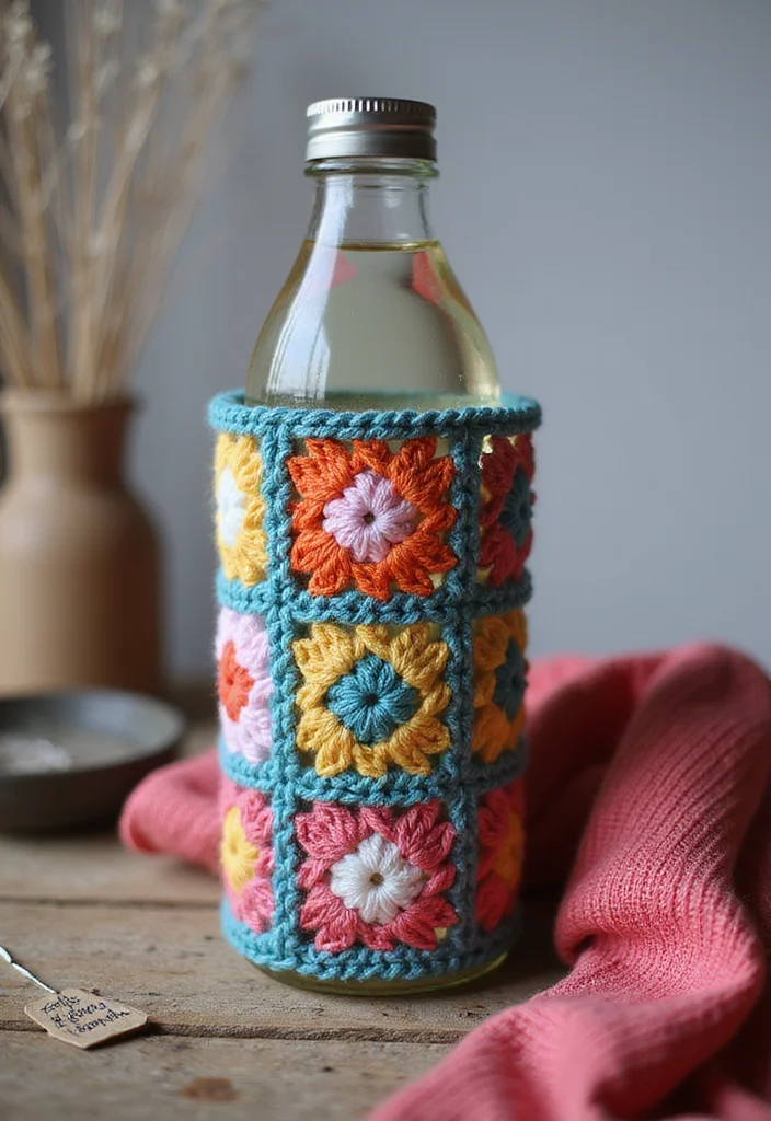 Crochet Water Bottle Holder: Handy and Stylish Holders with 22 Creative Ideas - 7. Pattern Play with Granny Squares