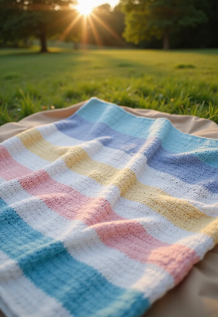 Easy Crochet Baby Blanket: Simple Step-by-Step Guide with 22 Cozy Designs - 13. The Stripe & Solid Combo