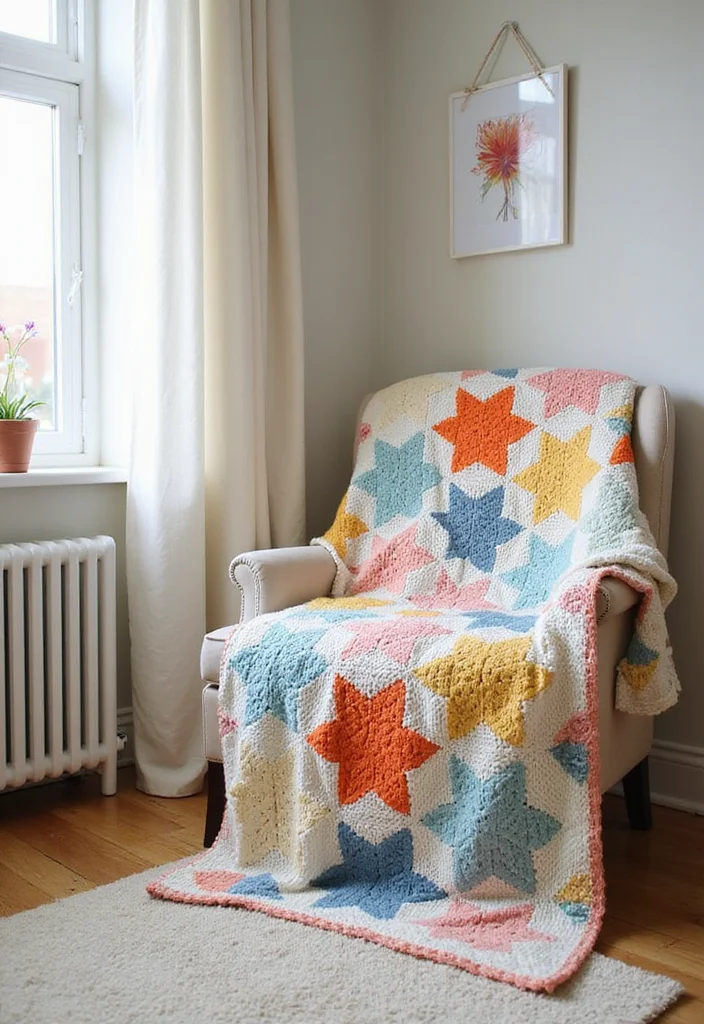 Easy Crochet Baby Blanket: Simple Step-by-Step Guide with 22 Cozy Designs - 21. The Hexagon Star Blanket