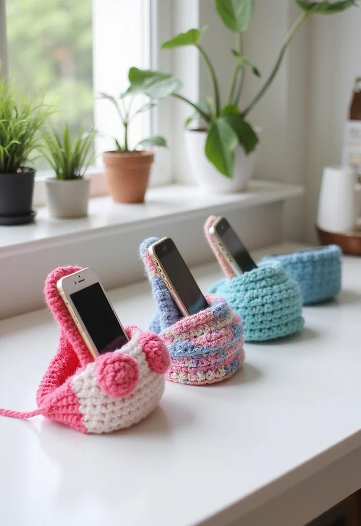 Easy Tapestry Crochet Patterns: Friendly Guide to Colorful Projects with 22 Inspiring Designs - 21. Creative Phone Holders