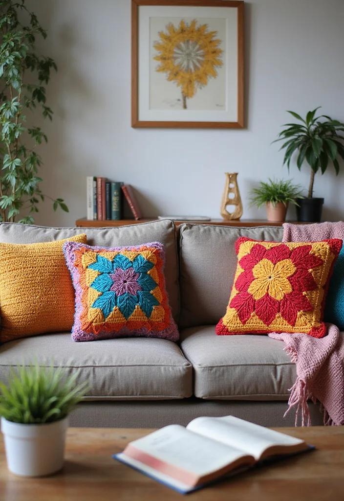 Easy Tapestry Crochet Patterns: Friendly Guide to Colorful Projects with 22 Inspiring Designs - 5. Funky Pillow Covers