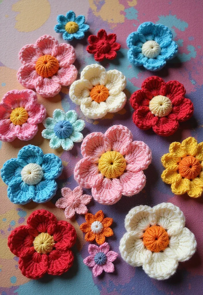 Easy Things to Crochet: Beginner-Friendly Guide with 22 Fun and Simple Projects - 16. Simple Flower Appliqués