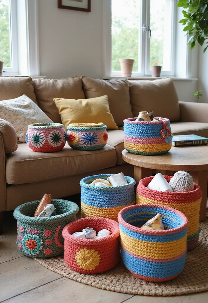Mosaic Crochet Patterns Free: Easy Guide for Colorful Projects - 12. Mosaic Crochet Baskets