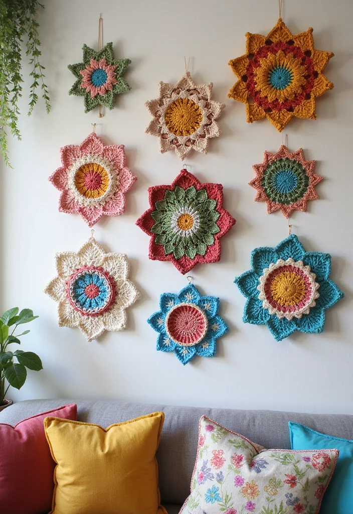 Mosaic Crochet Patterns Free: Easy Guide for Colorful Projects - 13. Mosaic Crochet Wall Art