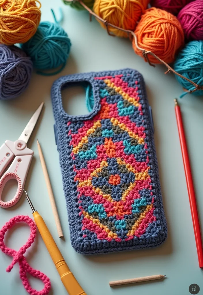 Mosaic Crochet Patterns Free: Easy Guide for Colorful Projects - 18. Mosaic Crochet Phone Case