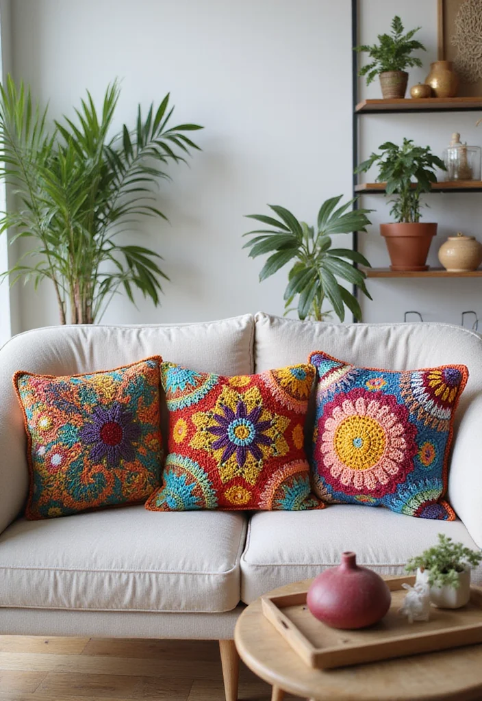 Mosaic Crochet Patterns Free: Easy Guide for Colorful Projects - 4. Decorative Mosaic Pillow Covers