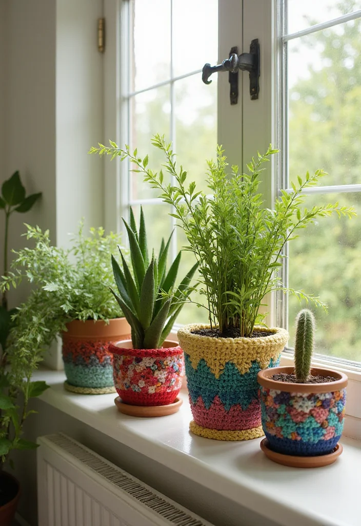 Mosaic Crochet Patterns Free: Easy Guide for Colorful Projects - 7. Mosaic Crochet Plant Pot Covers