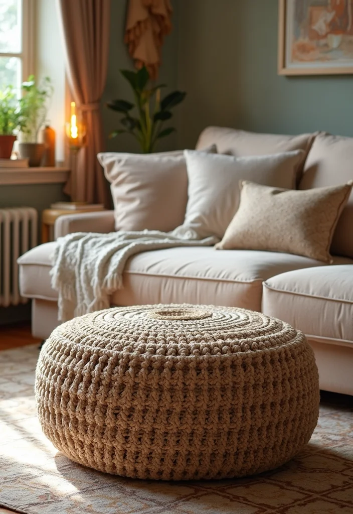 Mosaic Crochet Patterns Free: Easy Guide for Colorful Projects - 9. Mosaic Crochet Footstool