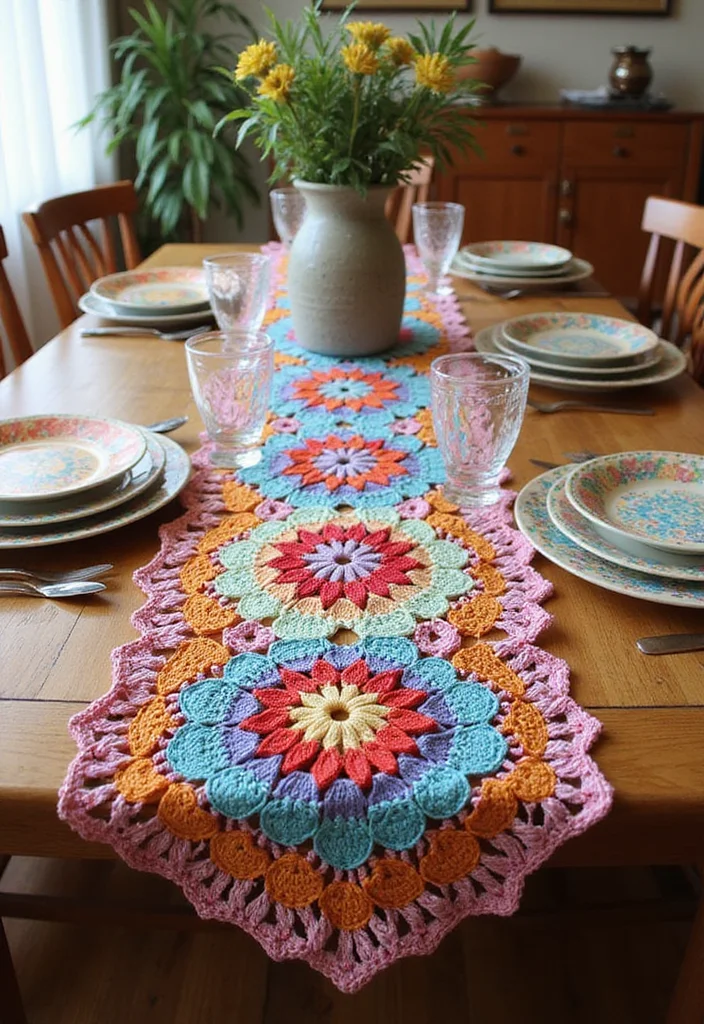 Scrap Yarn Crochet Projects: Eco-Friendly Guide to Fun Creations with 22 Inspiring Examples - 15. Eye-Catching Crochet Table Runners