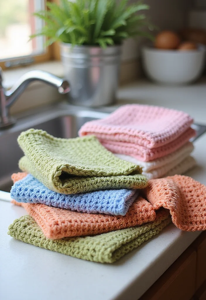 Scrap Yarn Crochet Projects: Eco-Friendly Guide to Fun Creations with 22 Inspiring Examples - 16. Functional Crochet Dishcloths