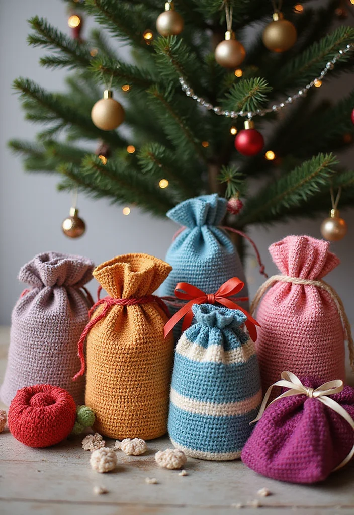 Scrap Yarn Crochet Projects: Eco-Friendly Guide to Fun Creations with 22 Inspiring Examples - 21. Crochet Gift Bags