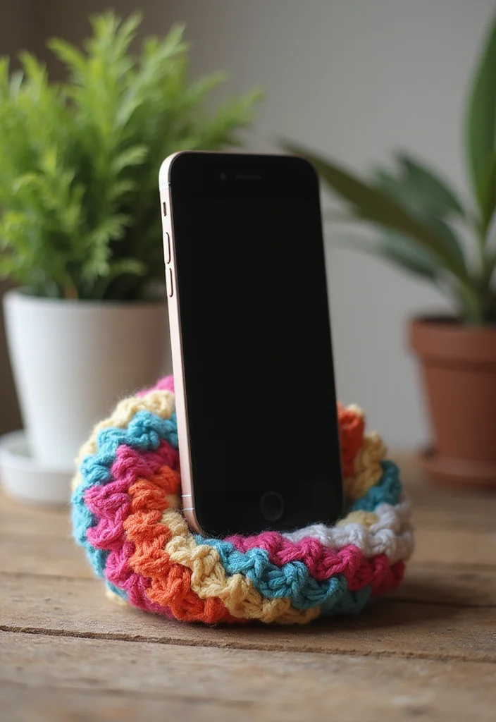 Scrap Yarn Crochet Projects: Eco-Friendly Guide to Fun Creations with 22 Inspiring Examples - 6. Crochet Phone or Tablet Holder