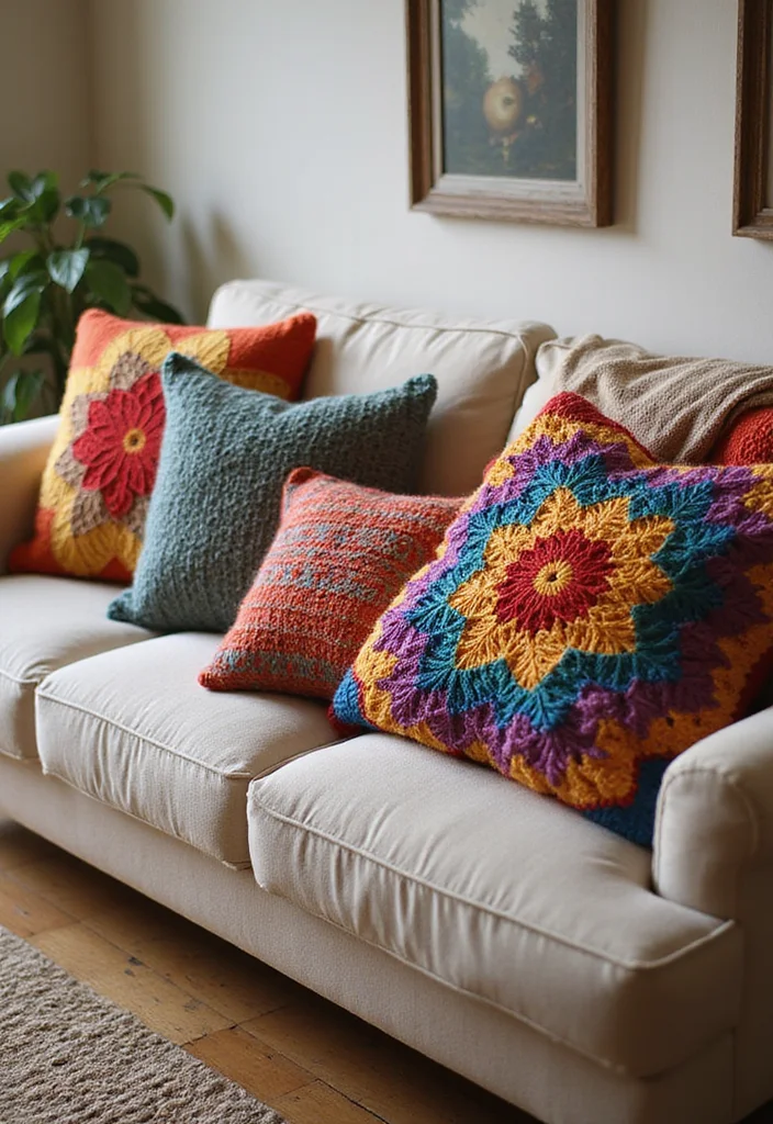 Scrap Yarn Crochet Projects: Eco-Friendly Guide to Fun Creations with 22 Inspiring Examples - 9. Charming Crochet Pillows