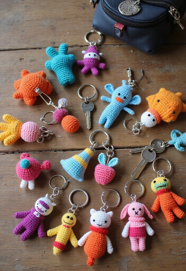 Tapestry Crochet Patterns Charts: Friendly Guide to Colorwork Projects with 22 Practical Examples - 19. Colorful Keychains