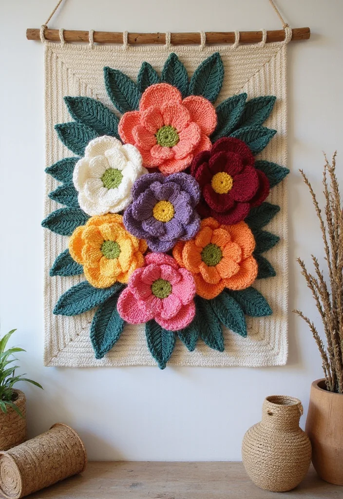 Tapestry Crochet Patterns Charts: Friendly Guide to Colorwork Projects with 22 Practical Examples - 2. Floral Wall Hanging